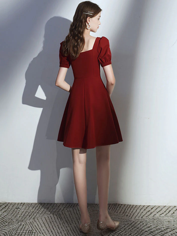 Simple Burgundy Short Prom Dress Burgundy Homecoming Dress - Deanwangkt