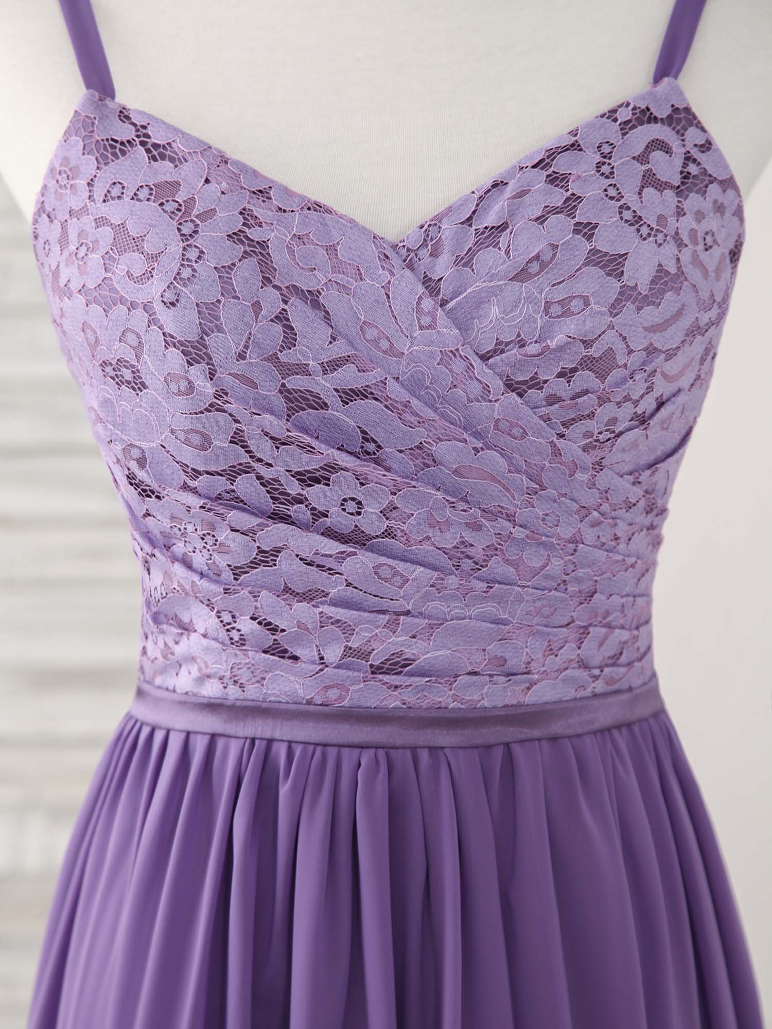 Purple Lace Chiffon Long Prom Dress Purple Bridesmaid Dress - Deanwangkt