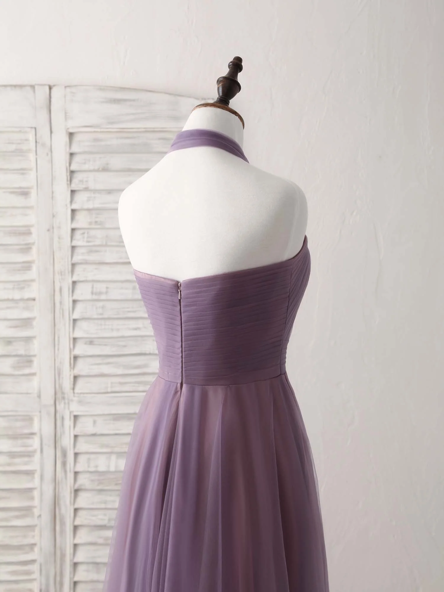 A-Line Tulle High Low Long Prom Dress Simple Bridesmaid Dress - Deanwangkt