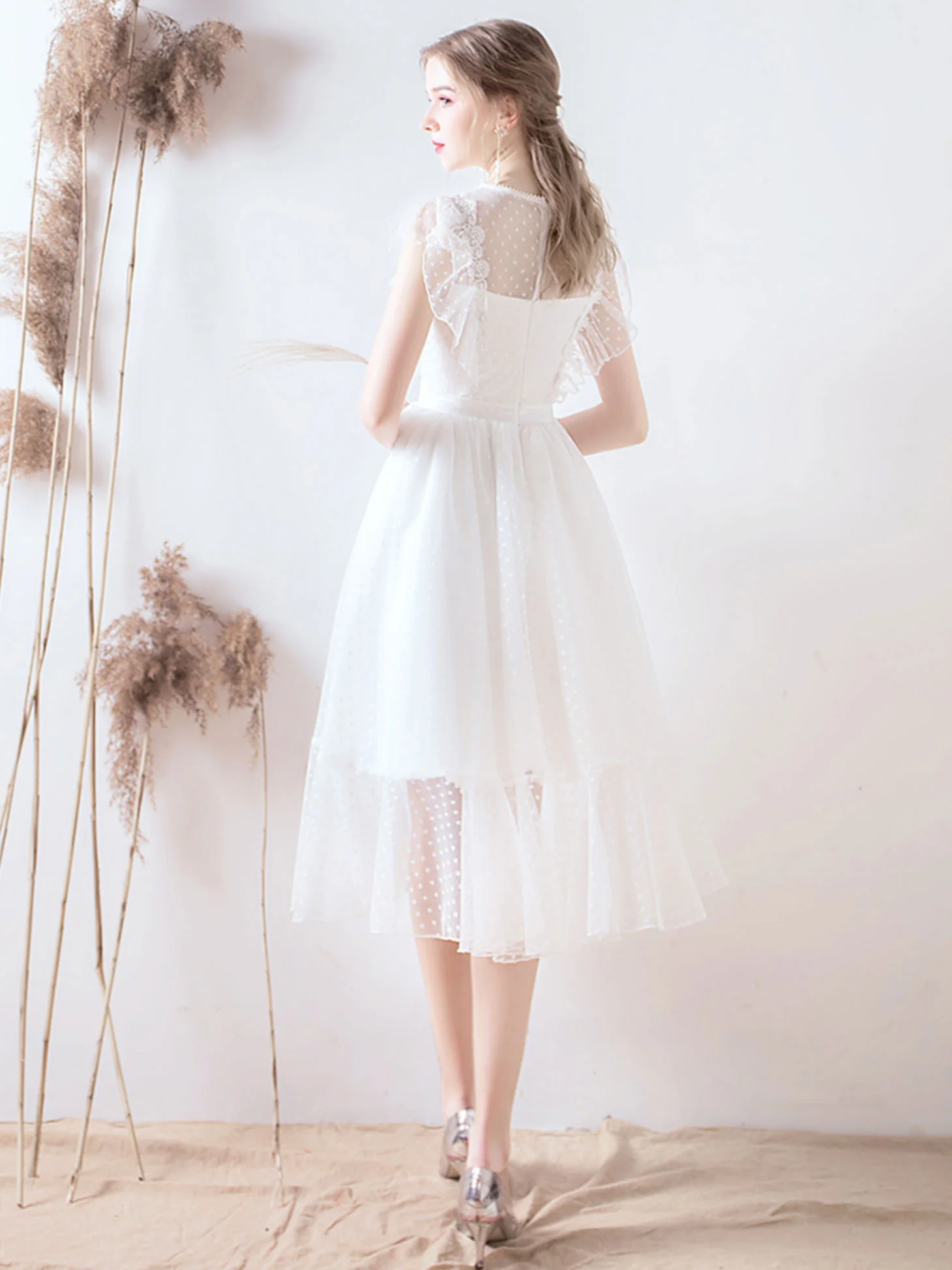 White Tulle Short Prom Dress, Tulle Lace Short Bridesmaid Dresses - Deanwangkt