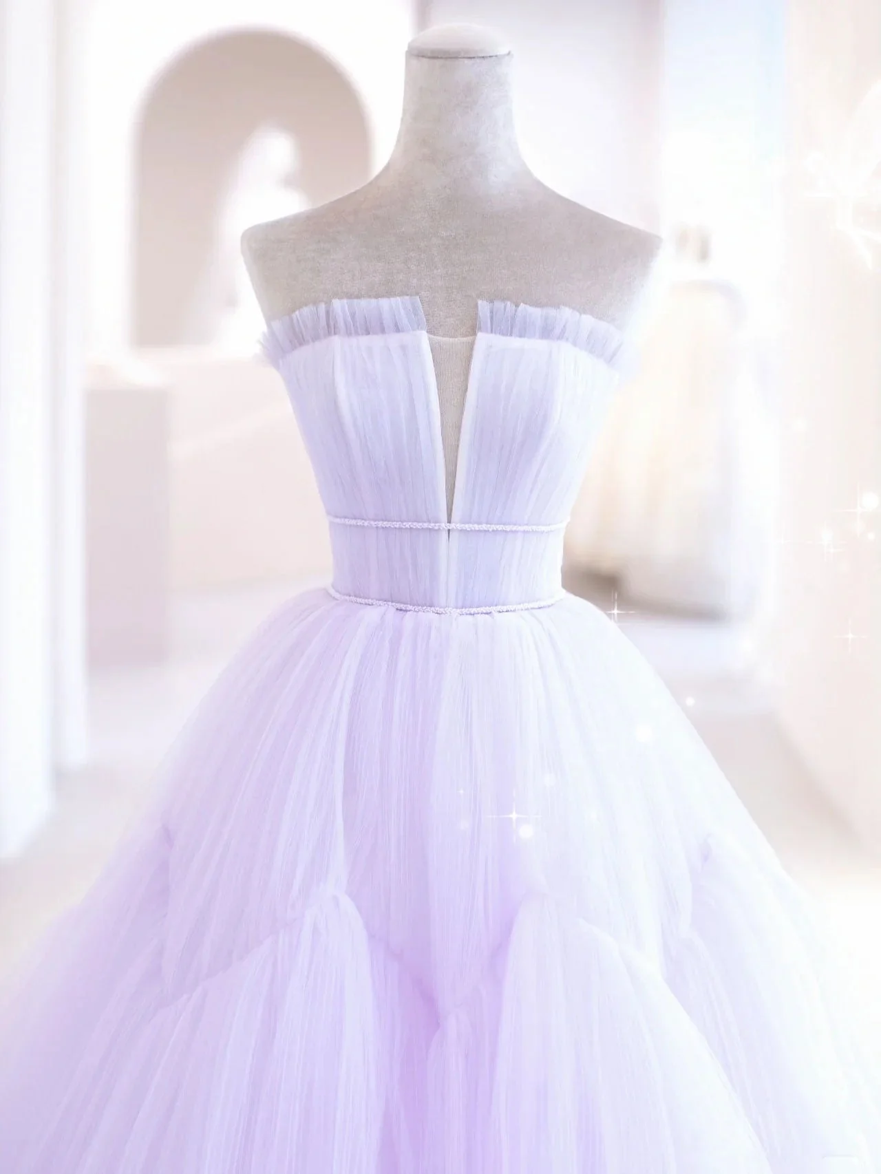 Purple A line Tulle Long Prom Dresses, Purple Evening Graduation Dresses - Deanwangkt