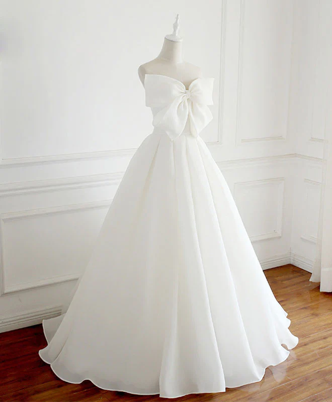 White Sweetheart  Long Prom Dress, White Formal Dress - Deanwangkt