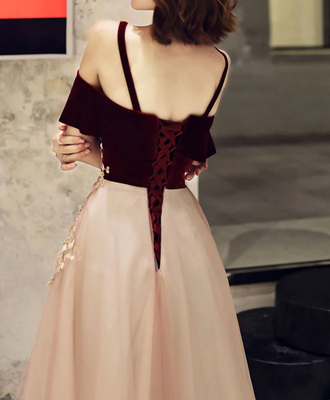 Simple Sweetheart Pink Tulle Lace Long Prom Dress Pink Evening Dress - Deanwangkt