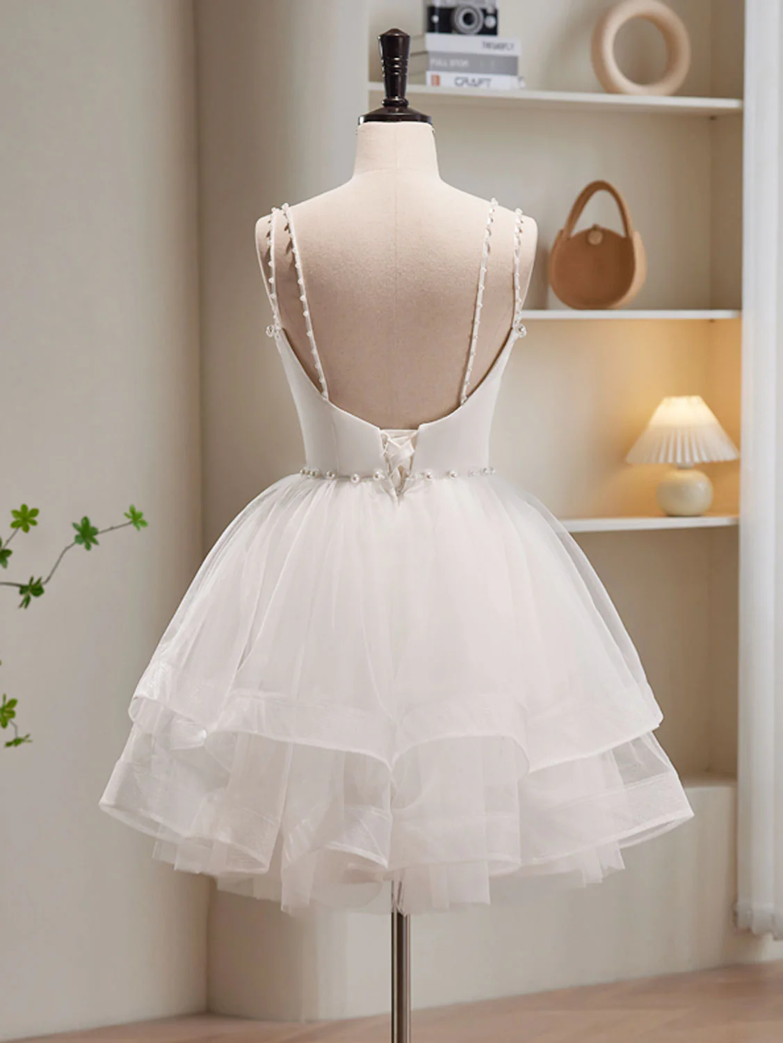 White Tulle Short Prom Dresses, Cute White Puffy Homecoming Dresses - Deanwangkt