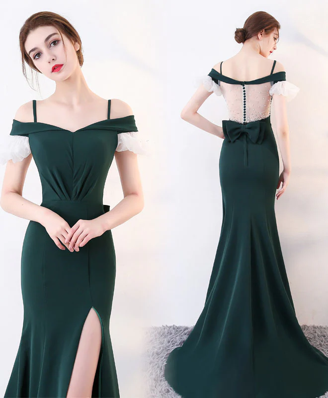 Green Long Prom Dress, Mermaid Green Formal Bridesmaid Dresses - Deanwangkt