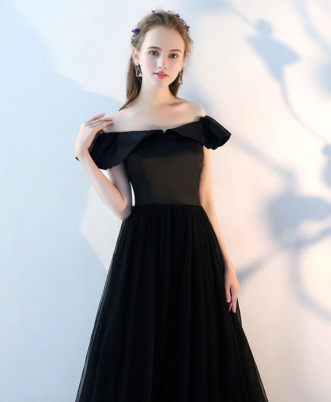 Black Long Prom Dress, Black Long Formal Evening Dress - Deanwangkt