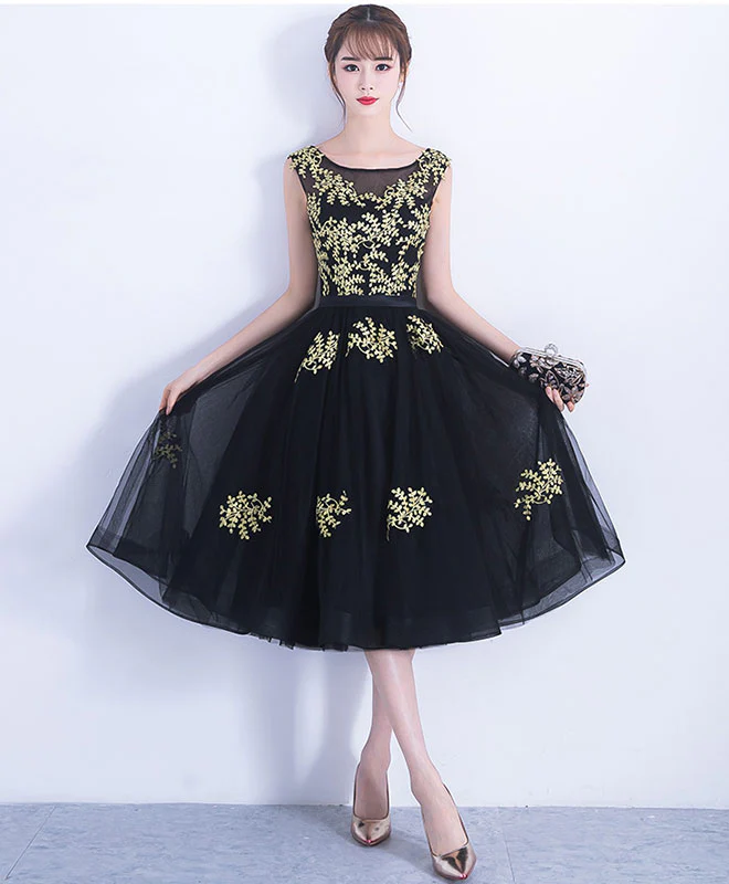 Black Tulle Lace Short Prom Dress, Black Homecoming Dress - Deanwangkt