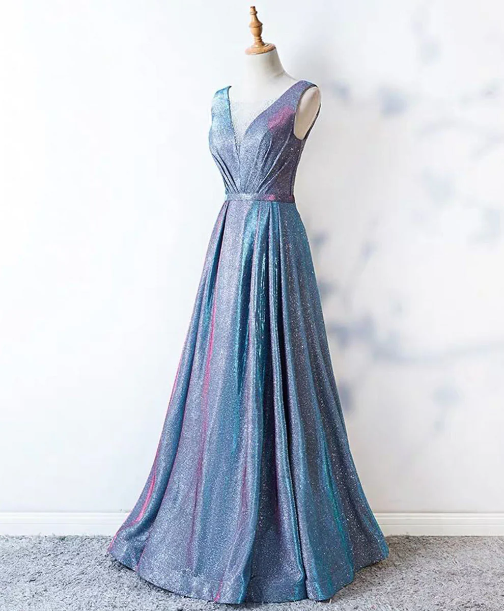Unique Blue Sequin Long Prom Dress Blue Formal Dress - Deanwangkt