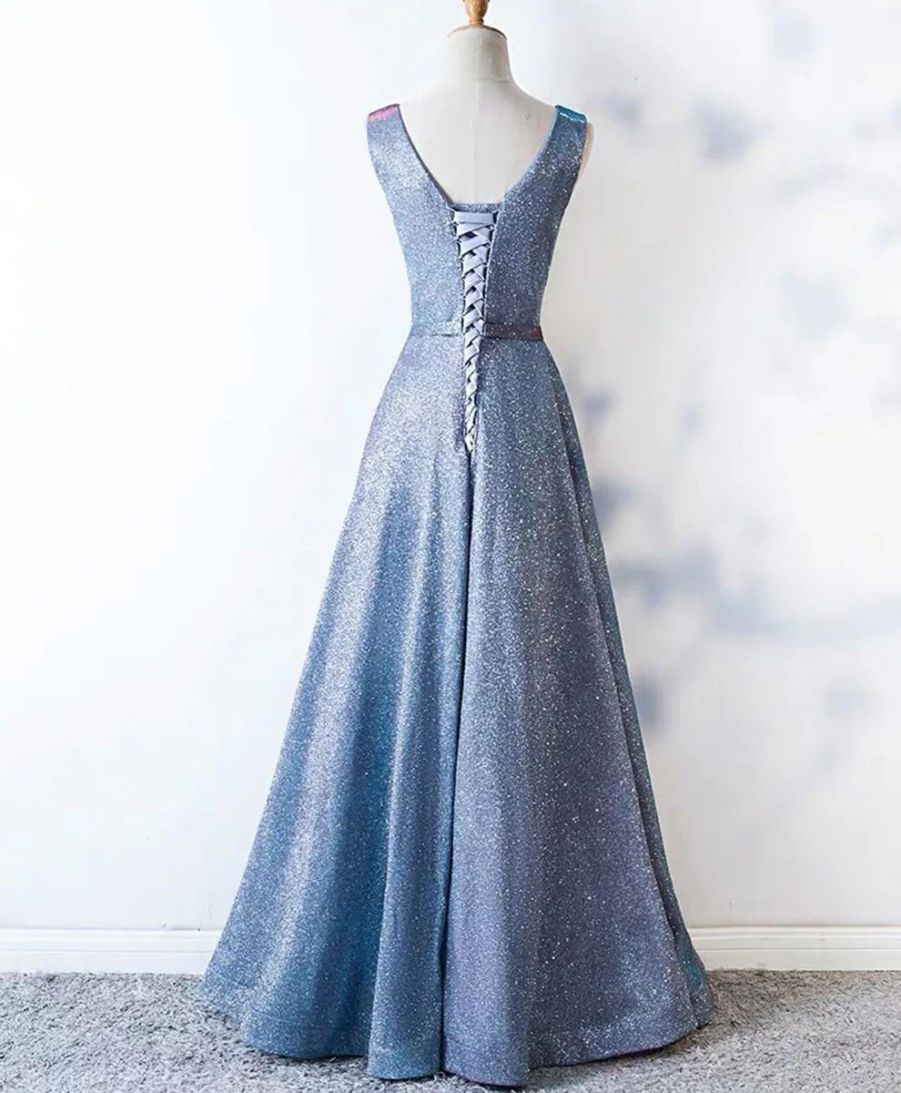 Unique Blue Sequin Long Prom Dress Blue Formal Dress - Deanwangkt