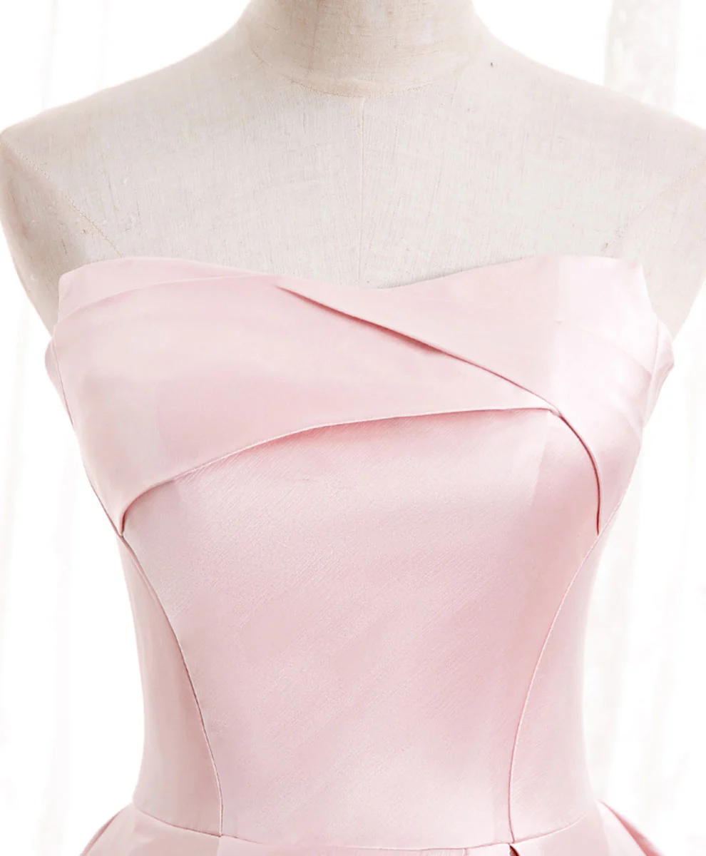 Simple Pink Satin Long Prom Dress, Pink Formal Bridesmaid Dress - Deanwangkt