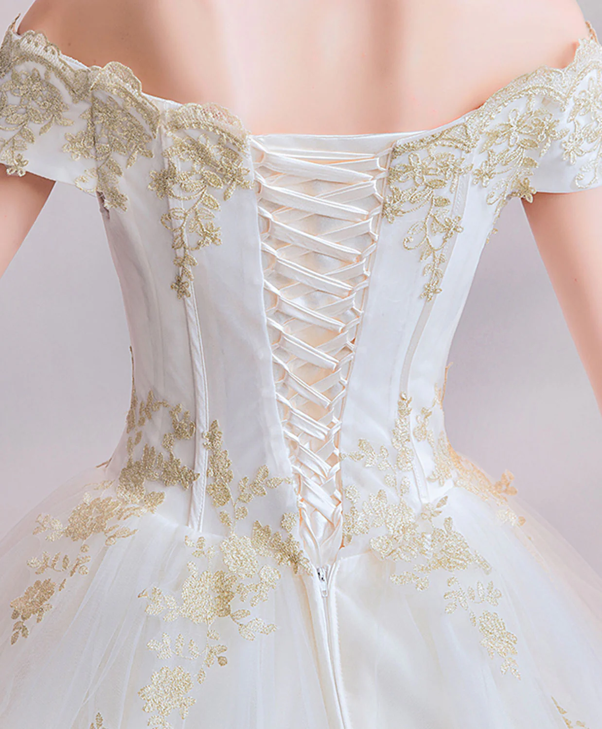 White Tulle Lace Long Prom Gown, Tulle Lace Evening Dress - Deanwangkt