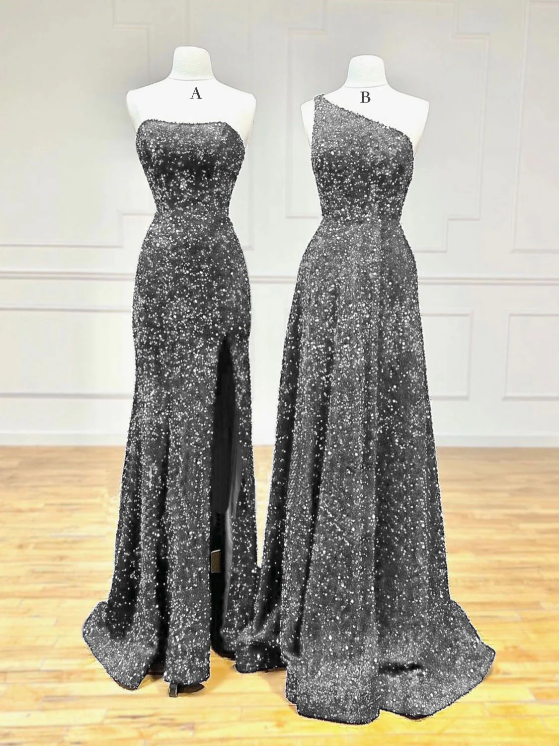 Unique Velvet Sequin Mermaid Burgundy Long Prom Dress, Burgundy Formal Evening Dress - Deanwangkt