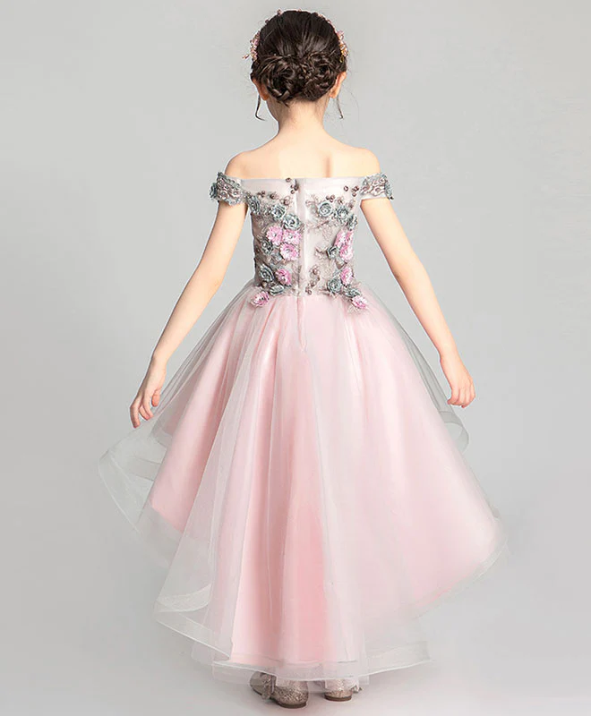 Pink Tulle Lace Flower Girl Dress, Cute Girls Dress - Deanwangkt