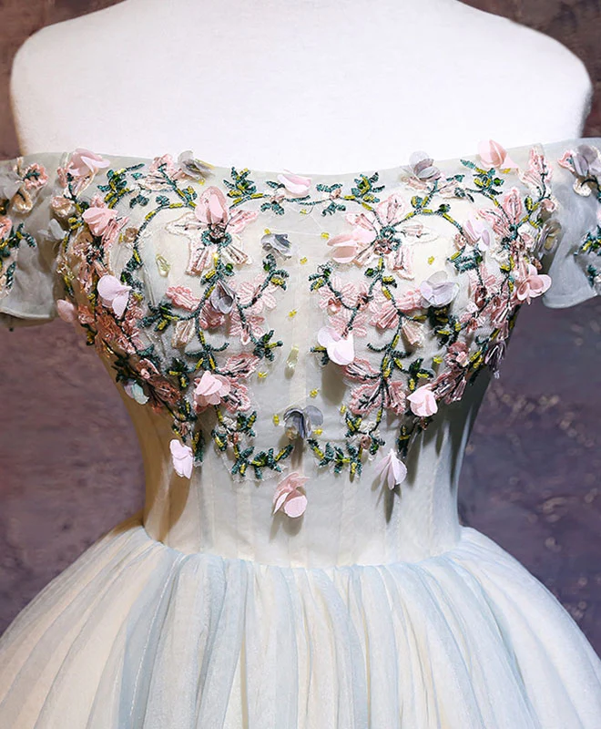 Light Green Tulle Lace Applique Short Prom Dress, Cute Homecoming Dress - Deanwangkt