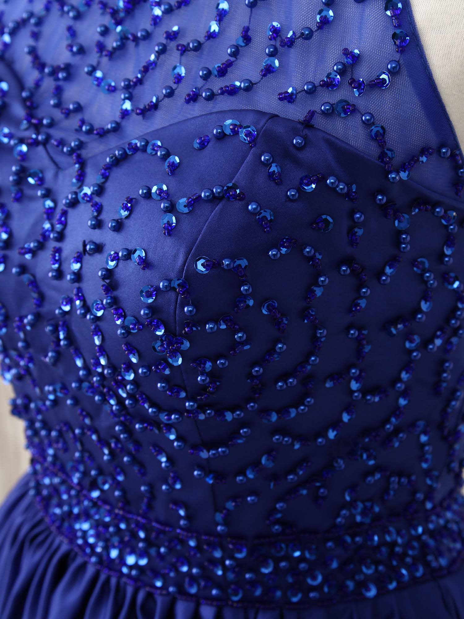 Royal Blue Satin Beads Short Prom Dress Blue Homecoming Dress - Deanwangkt