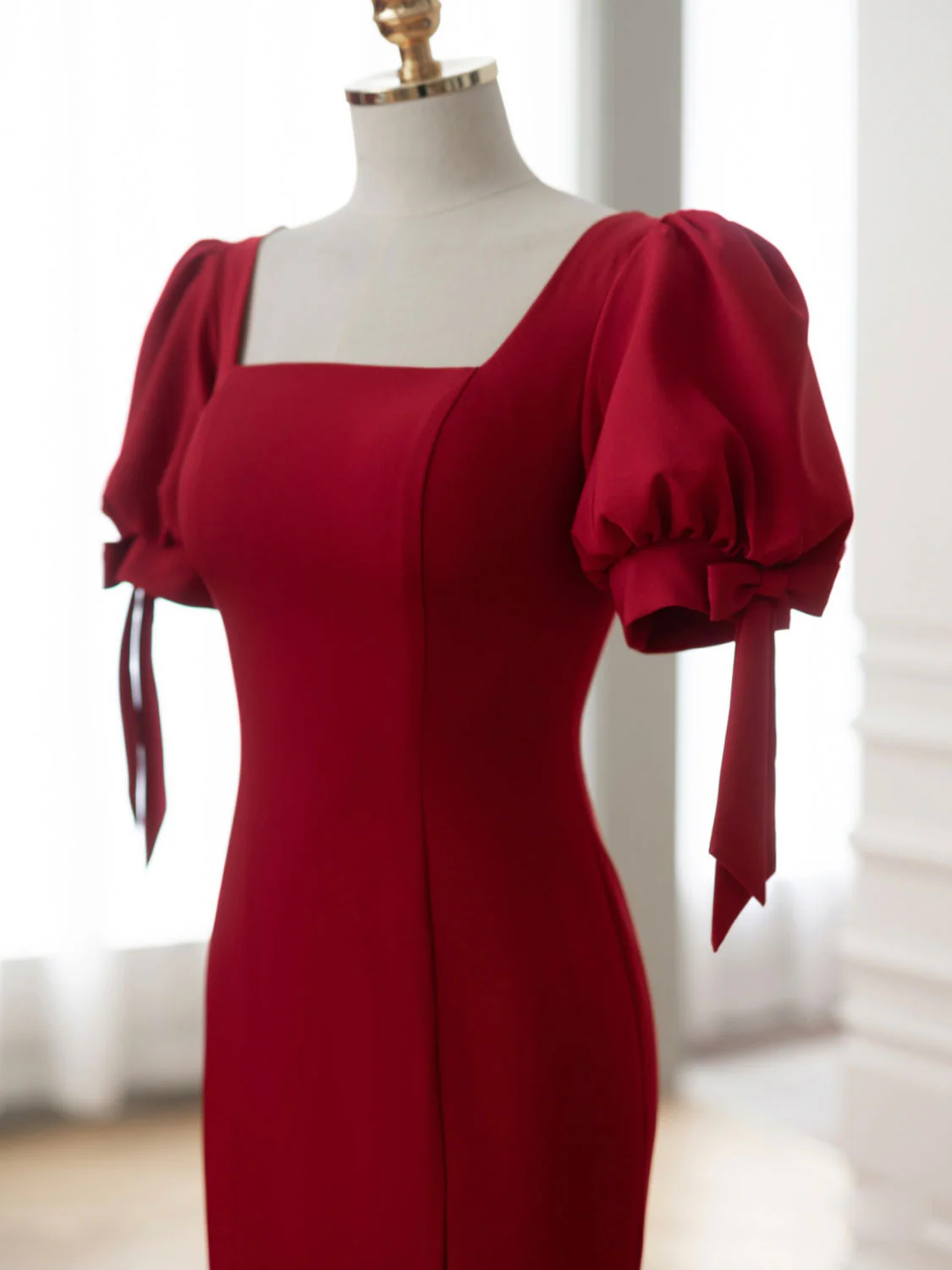 Burgundy Mermaid Long Prom Dresses, Burgundy Formal Dress - Deanwangkt