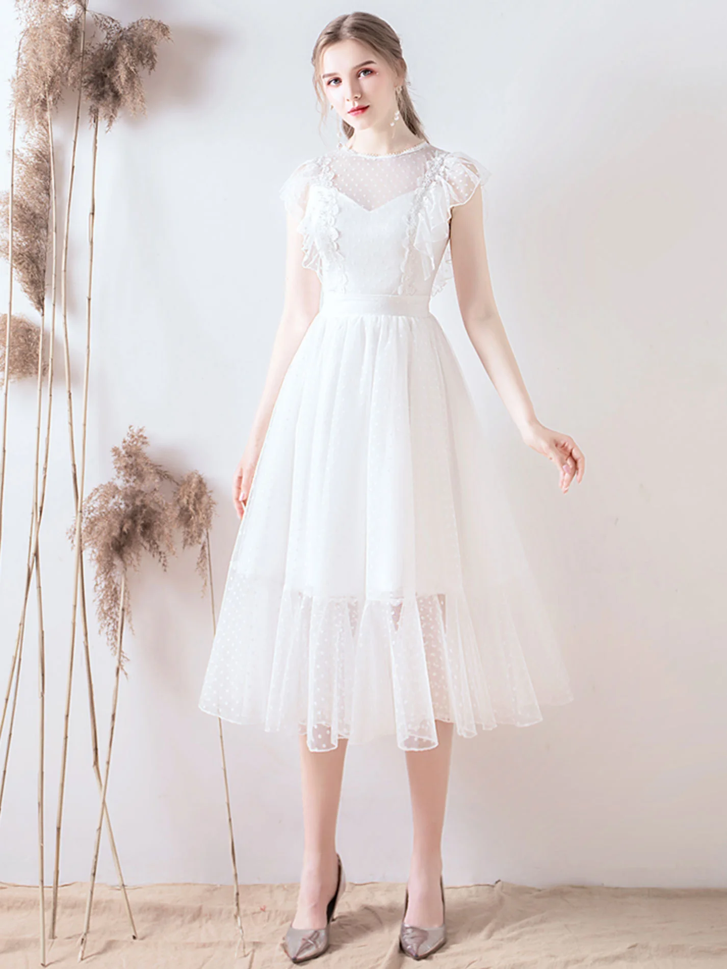 White Tulle Short Prom Dress, Tulle Lace Short Bridesmaid Dresses - Deanwangkt