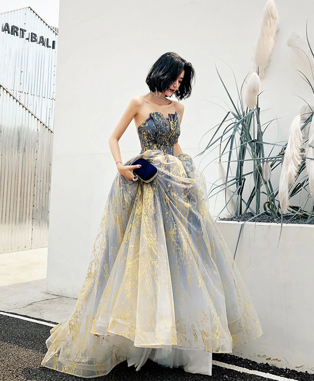 Unique A line Tulle Lace Long Prom Dress, Tulle Formal Graduation Dress - Deanwangkt