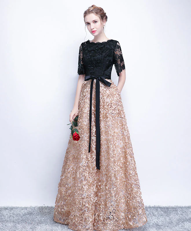 Unique Black Lace Long Prom Dress, Lace Evening Dress - Deanwangkt