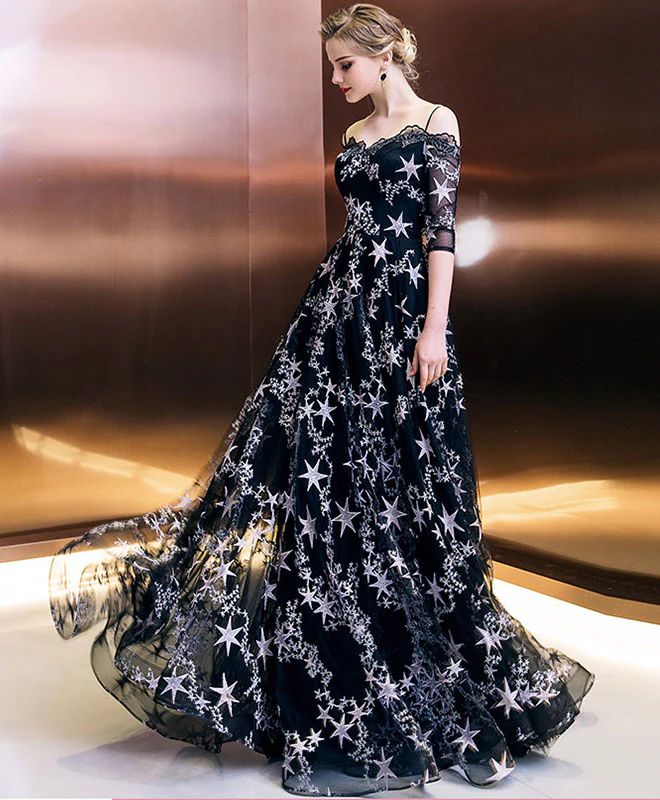 Stylish Black Long Prom Dress, Black Eveing Dress - Deanwangkt