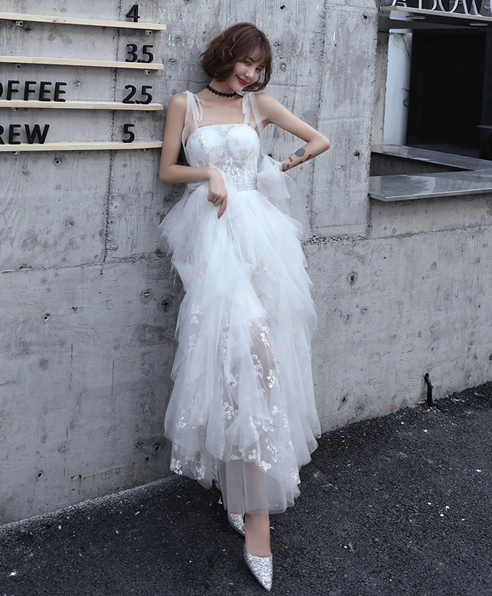 White Sweetheart Tulle Prom Dress White Homecoming Dress - Deanwangkt