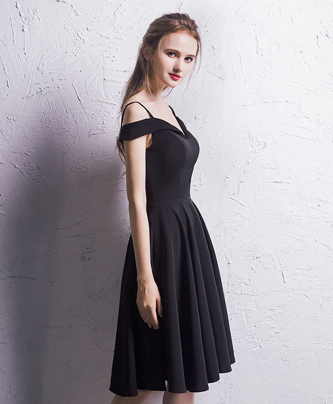 Simple Black Chiffon Short Prom Dress, Homecoming Dress - Deanwangkt