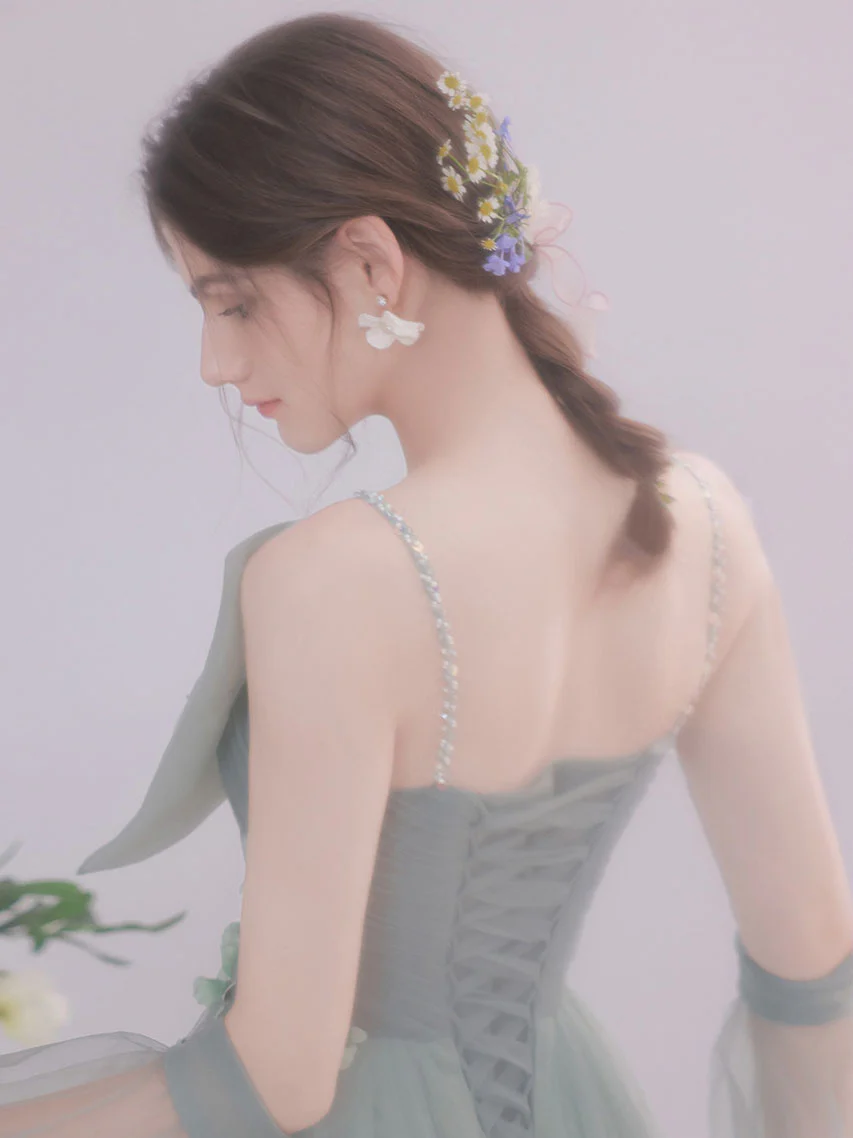 Green Tulle Short Prom Dress, Green Homecoming Dress - Deanwangkt