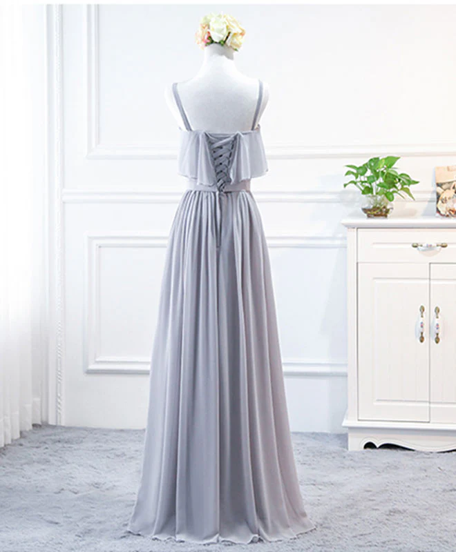 Simple Sweet Neck Chiffon Long Prom Dress, Bridesmaid Dress - Deanwangkt