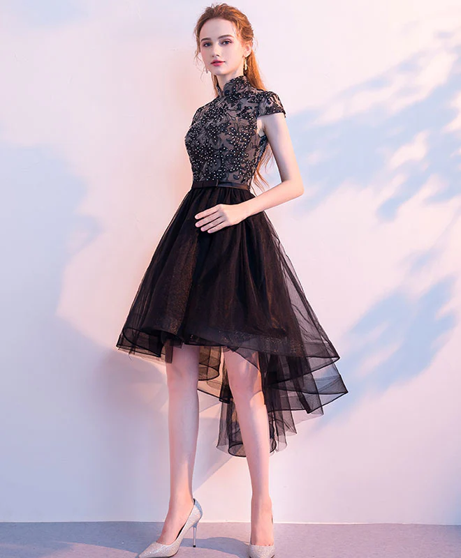 Cute Black Tulle Short Prom Dress, Black Homecoming Dress - Deanwangkt