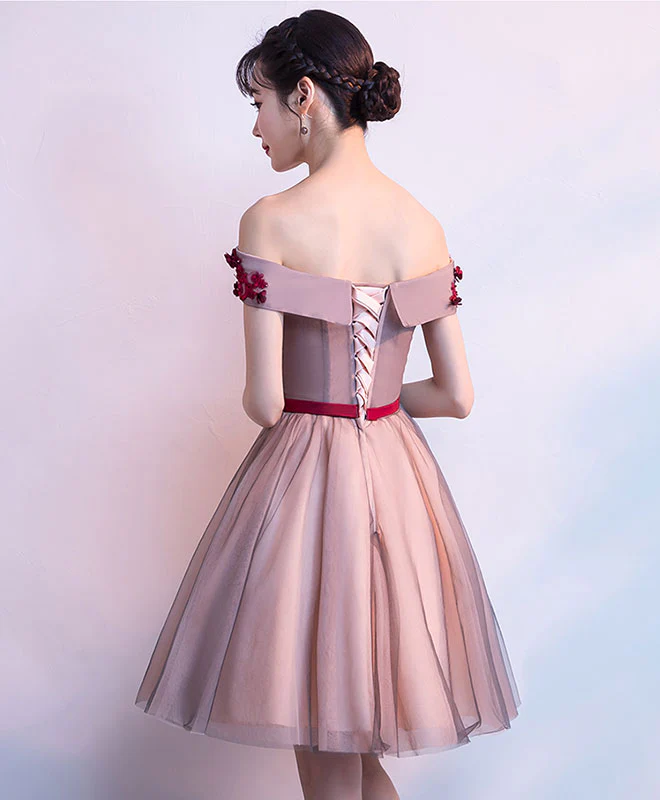 Cute Sweetheart Neck Tulle Lace Short Prom Dress, Homecoming Dress - Deanwangkt