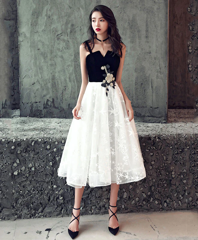 Cute Black And White Short Prom Dress, Homecoming Dress - Deanwangkt