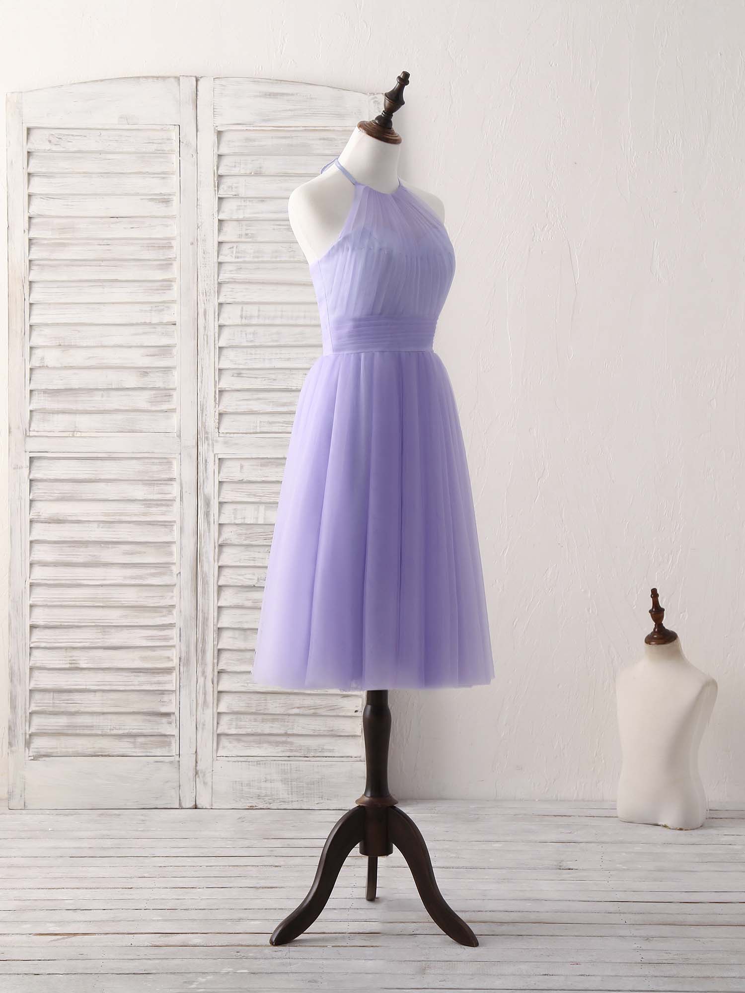 Purple Tulle Short Prom Dress, Simple Purple Homecoming Dress - Deanwangkt