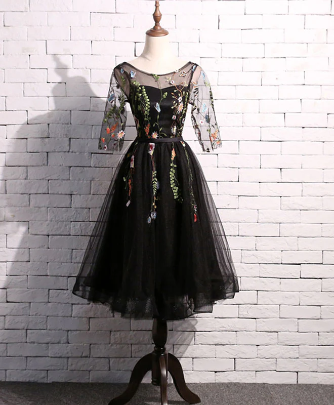 Black Tulle Short Prom Dress, Black Homecoming Dress - Deanwangkt