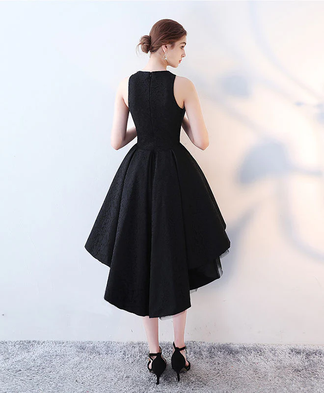 Cute Black High Low Prom Dress, Short Evening Dress - Deanwangkt