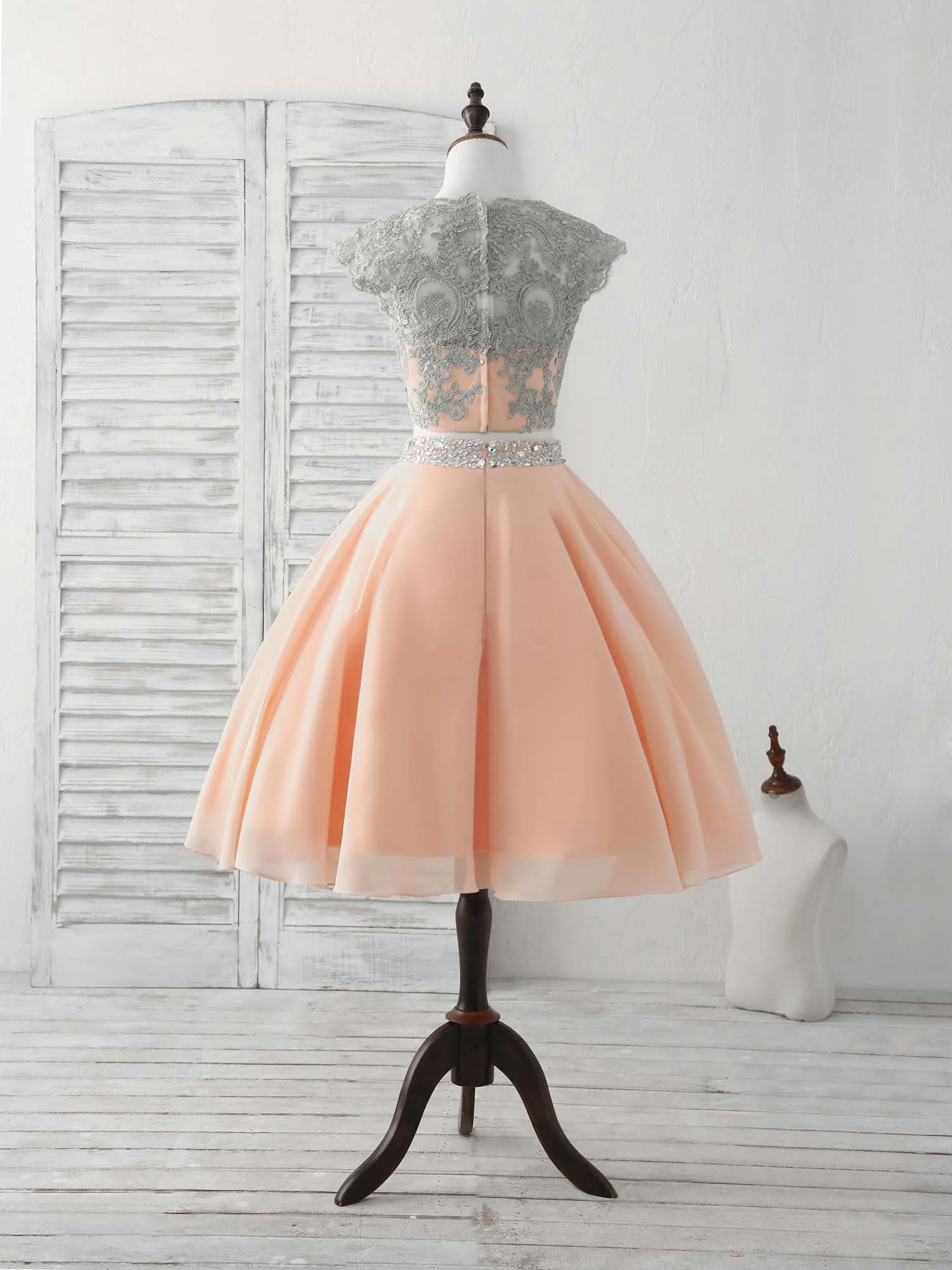 Unique Two Pieces Lace Short Prom Dress, Homecoming Dress - Deanwangkt