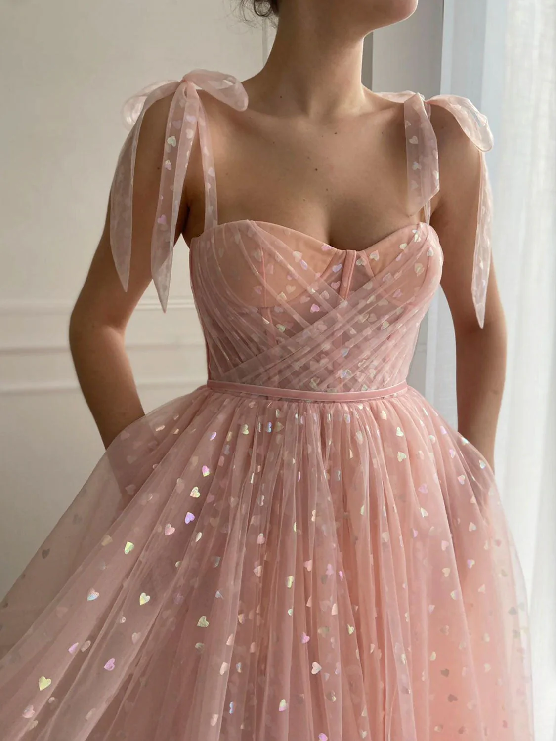 Sweetheart Neck Tulle Lace Short Pink Prom Dress, Pink Homecoming Dresses - Deanwangkt