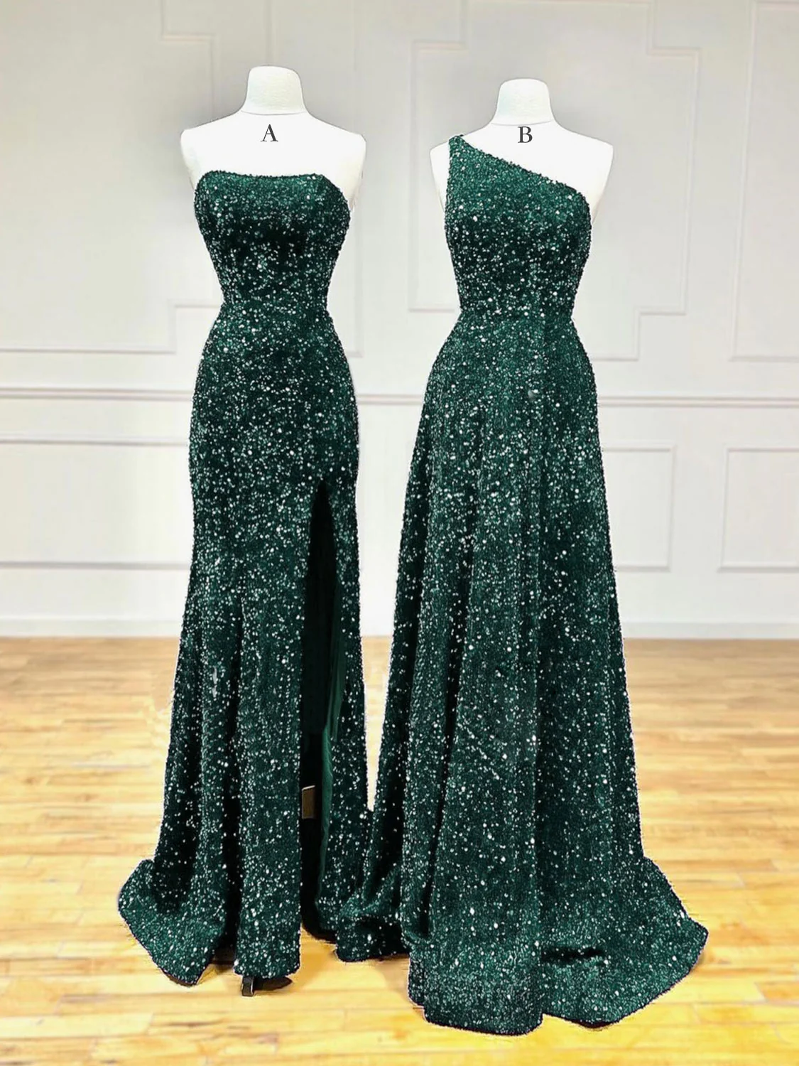 Unique Velvet Sequin Mermaid Burgundy Long Prom Dress, Burgundy Formal Evening Dress - Deanwangkt