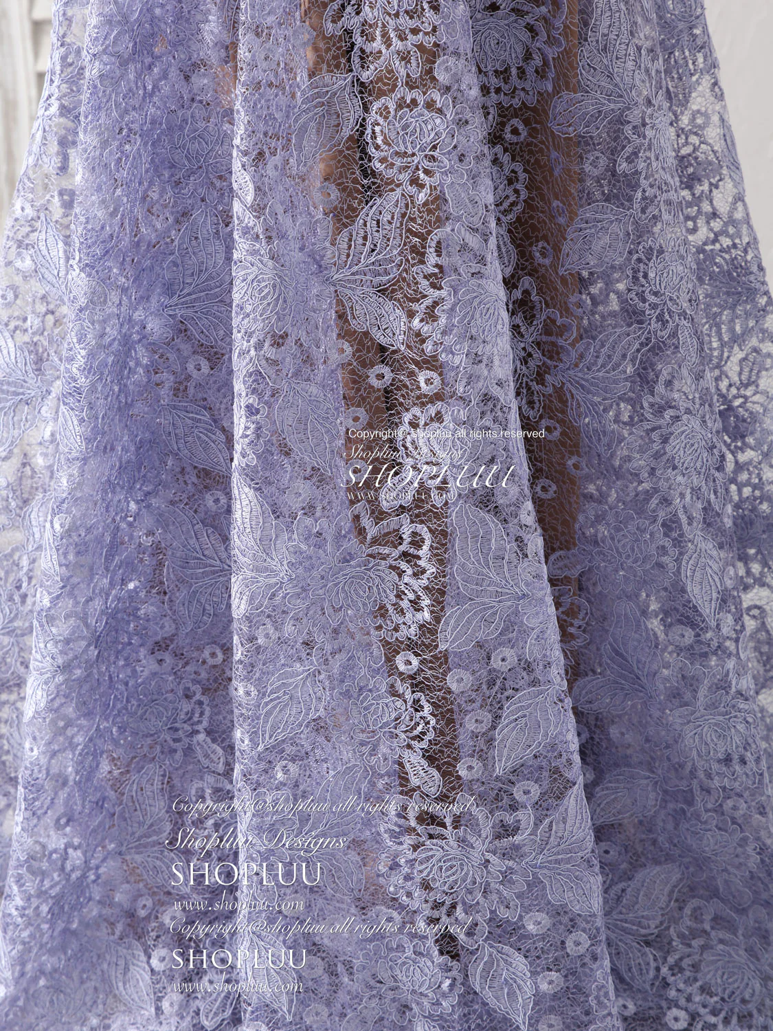 Unique V Neck Lace Long Prom Dress Purple Lace Evening Dress - Deanwangkt