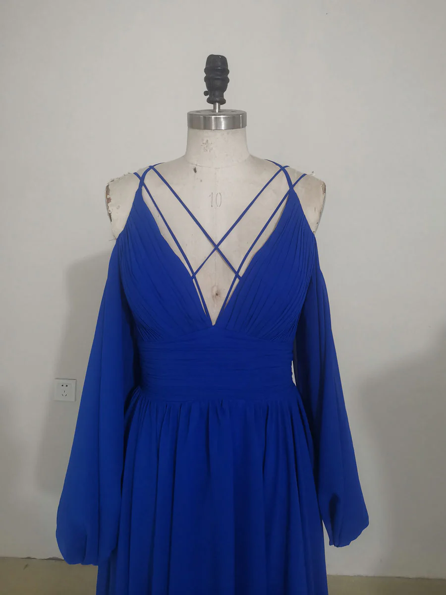 Simple A line Green Chiffon Long Prom Dress, Green Bridesmaid Dress - Deanwangkt