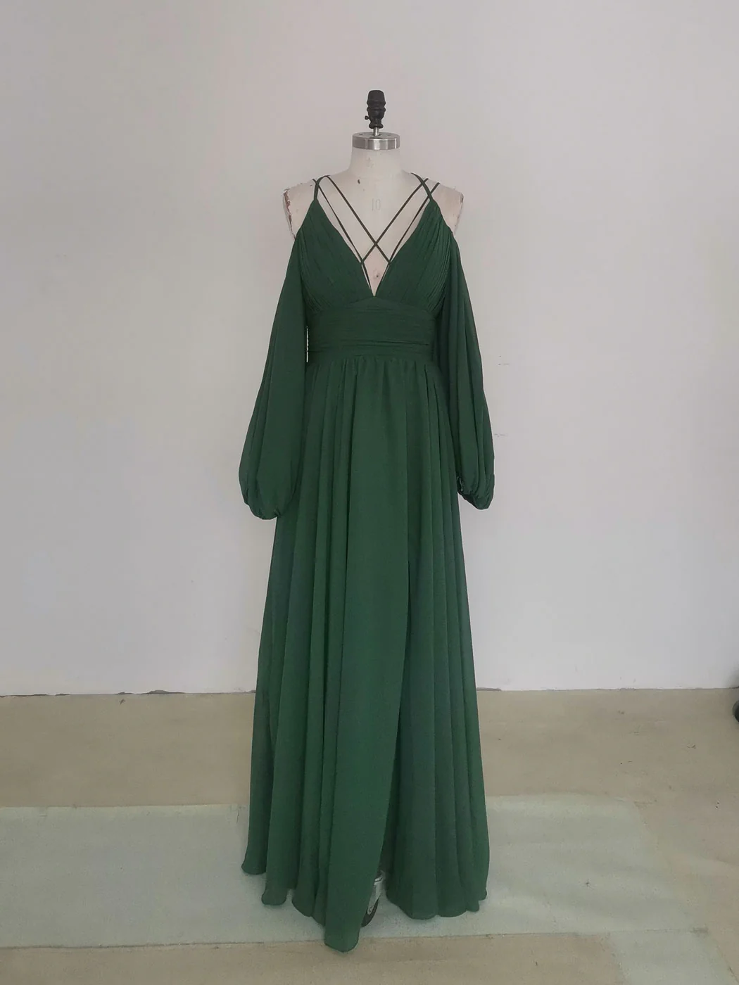 Simple A line Green Chiffon Long Prom Dress, Green Bridesmaid Dress - Deanwangkt