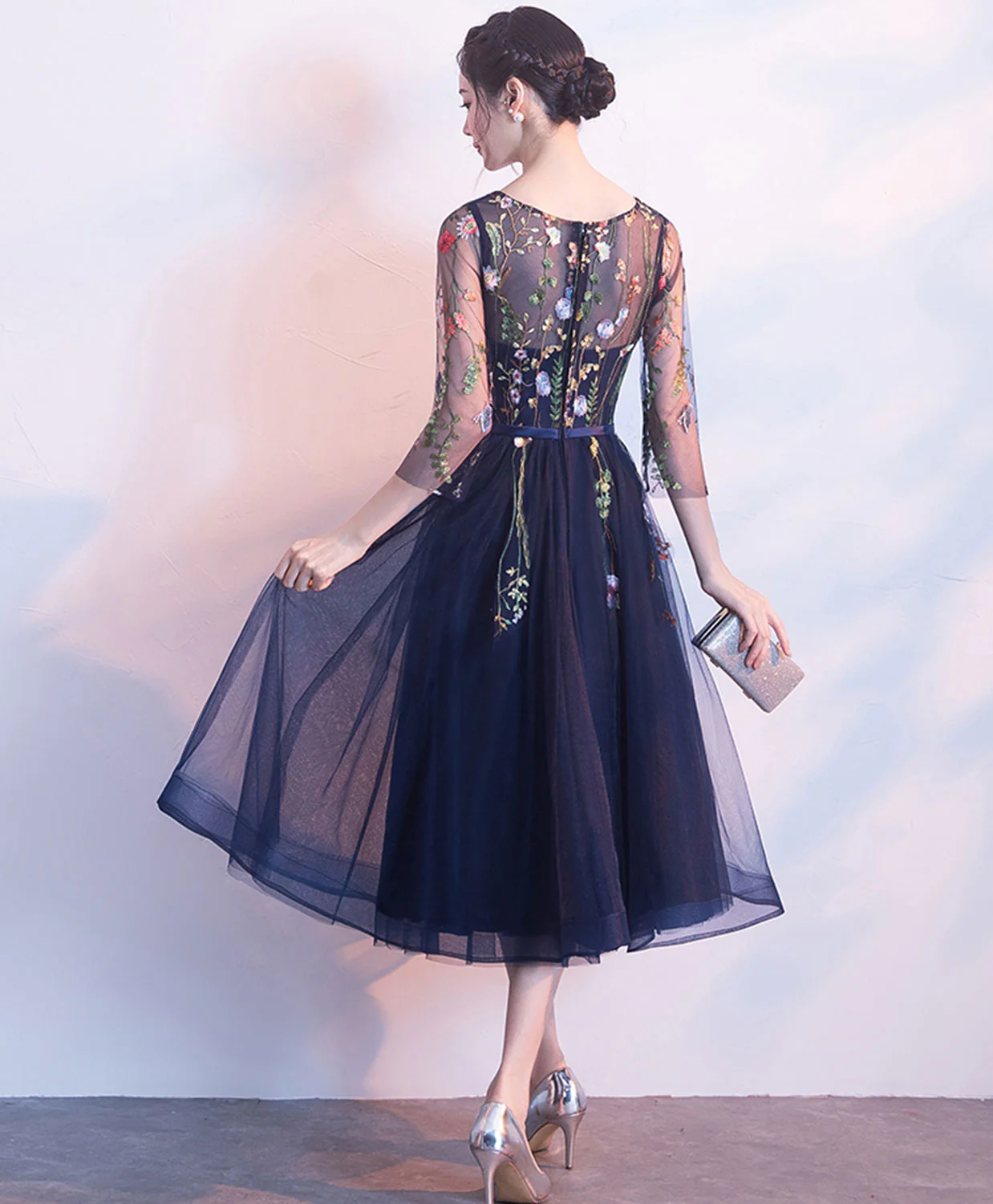 Cute Dark Blue Tulle Short Prom Dress, Blue Homecoming Dress - Deanwangkt