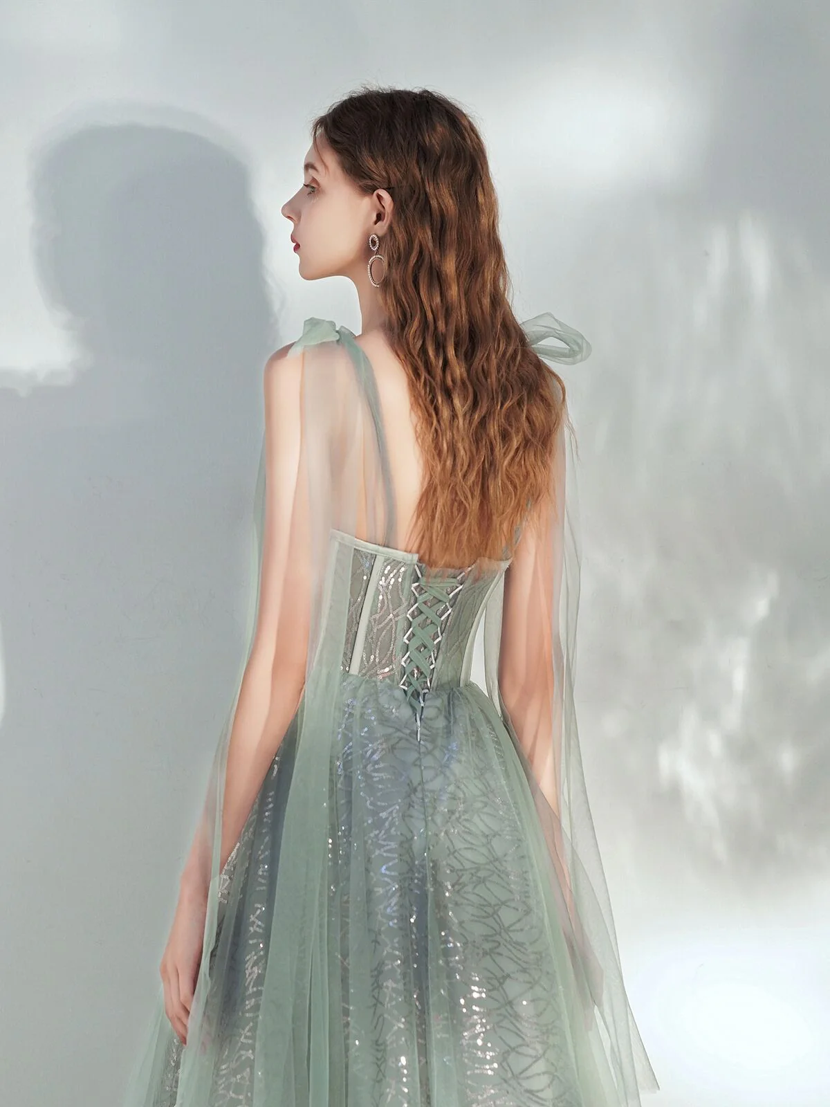 A -line Tulle Lace Tea Length Green Prom Dress, Formal Aline Green Homecoming Dresses - Deanwangkt
