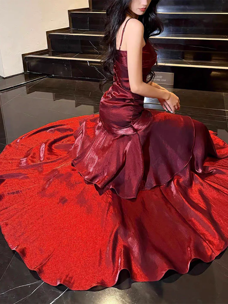 Simple Sweetheart Burgundy Prom Dress, Burgundy Party Dress - Deanwangkt