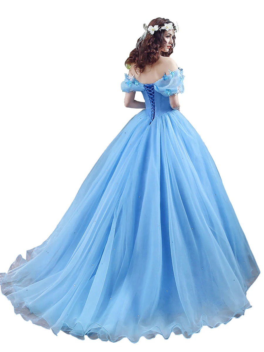 Blue Off Shoulder Long Prom Dresses, Formal Gown Blue Sweet 16 Dresses - Deanwangkt