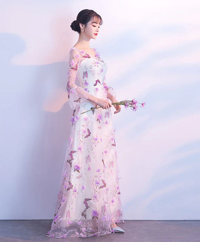 Unique Tulle Purple Long Prom Dress, Tulle Purple Evening Dress - Deanwangkt