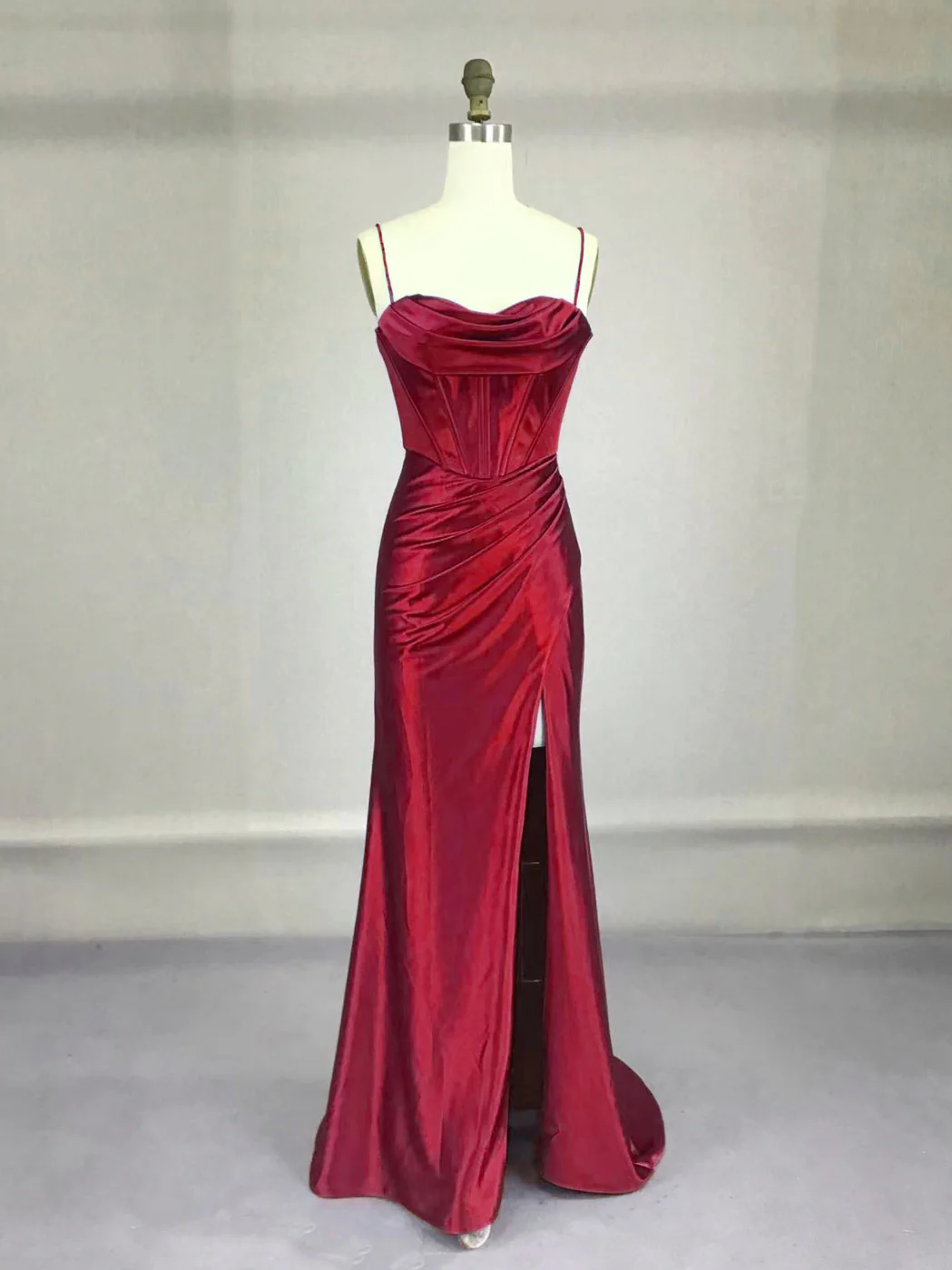 Green Satin Long Prom Dresses, Green Mermaid Long Formal Dresses - Deanwangkt