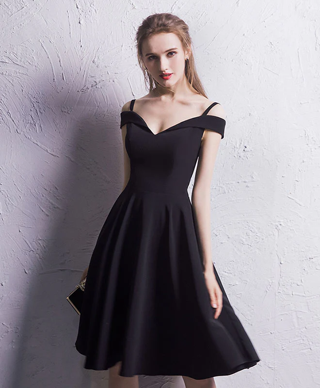 Simple Black Chiffon Short Prom Dress, Homecoming Dress - Deanwangkt