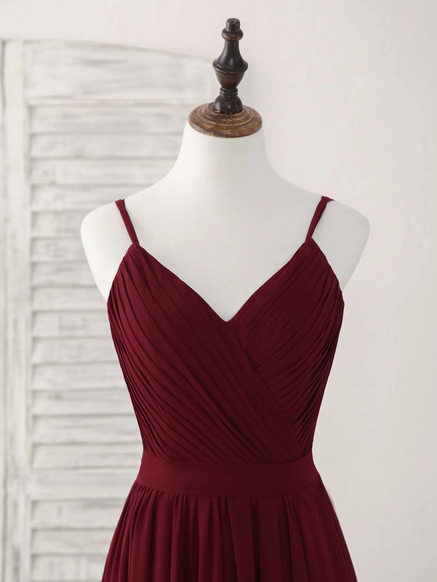 Simple Burgundy Chiffon Long Prom Dress, Burgundy Evening Dress - Deanwangkt