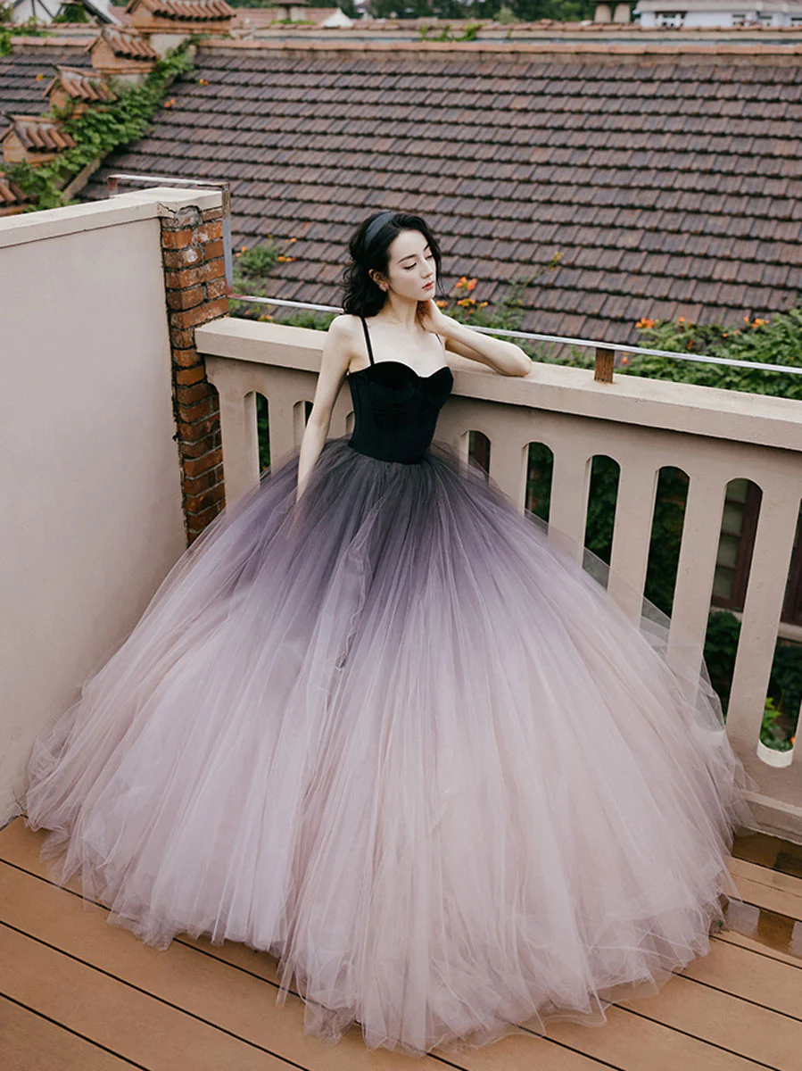 Unique sweetheart neck tulle long prom dress formal evening dress - Deanwangkt