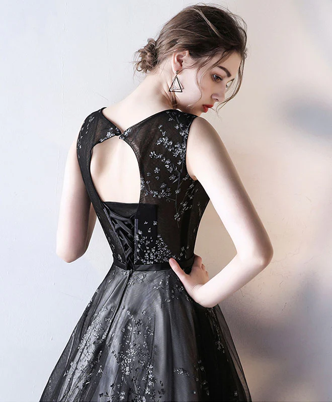Black Tulle A Line Short Prom Dress, Black Homecoming Dress - Deanwangkt